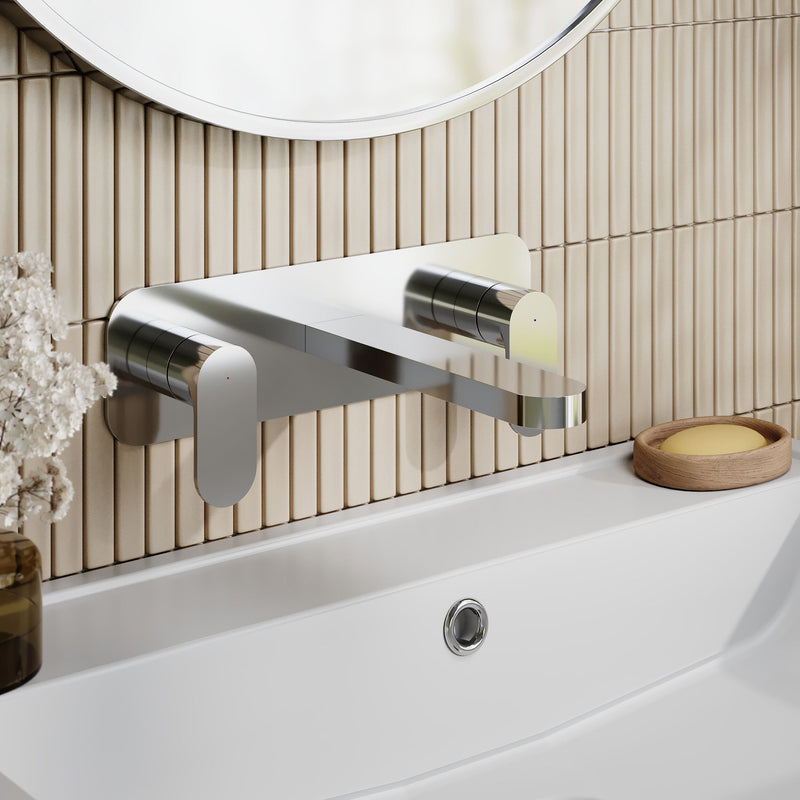 Nuie Binsey Wall Mounted Basin Mixer 3 Tap Hole With Plate Chrome lifestyle image