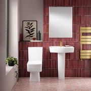 Nuie Bliss 520mm square basin and pedestal in a contemporary bathroom