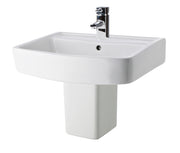 Nuie Bliss 520mm 1 tap hole square ceramic basin and semi pedestal in white