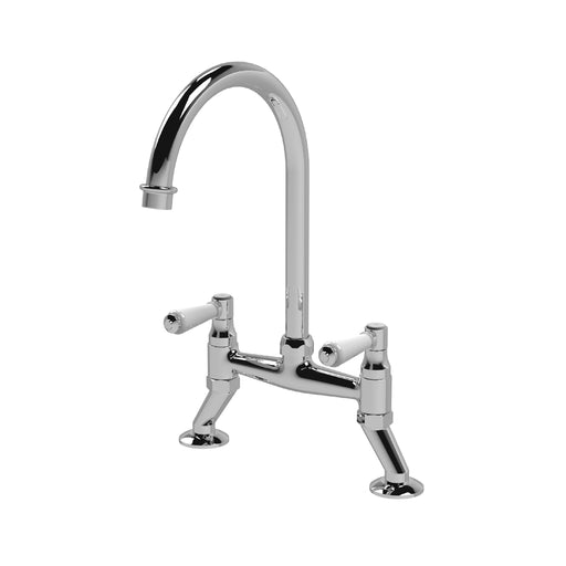 Nuie Bridge Kitchen Mixer Tap with Lever Handles Chrome (KB317)