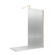 Nuie Brushed Brass Fluted Wetroom Screen - 1000mm