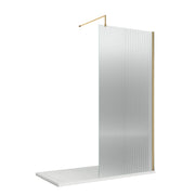 Nuie Brushed Brass Fluted Wetroom Screen 1950mm - 800mm