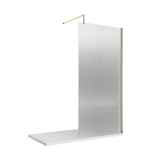 Nuie Brushed Brass Fluted Wetroom Screen - 800mm