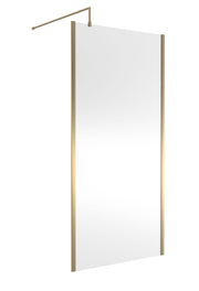 Nuie Brushed Brass Offset Wetroom Screen 1950mm - 1000mm