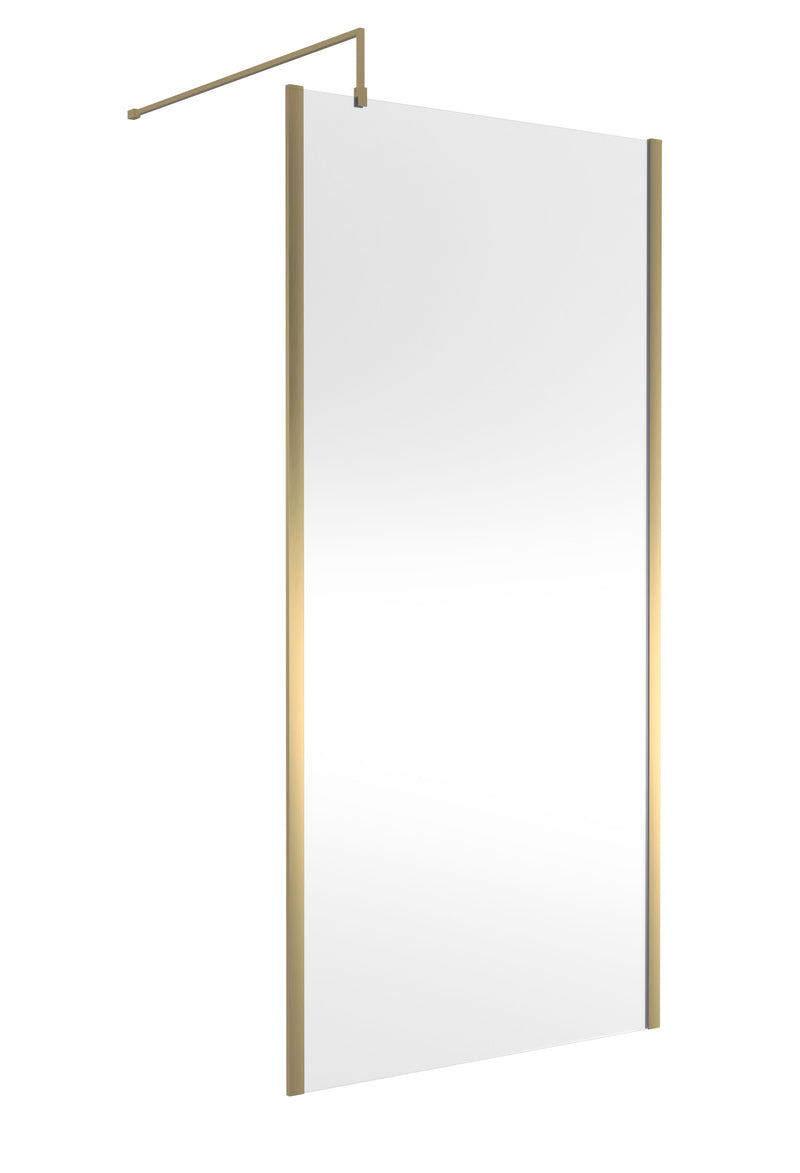 Nuie Brushed Brass Offset Wetroom Screen 1950mm - 1000mm