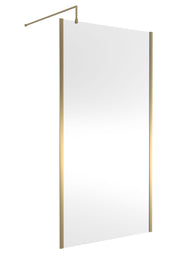 Nuie Brushed Brass Offset Wetroom Screen 1950mm - 1100mm