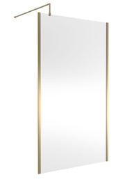 Nuie Brushed Brass Offset Wetroom Screen 1950mm - 1200mm