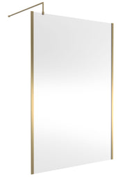 Nuie Brushed Brass Offset Wetroom Screen 1950mm - 1400mm