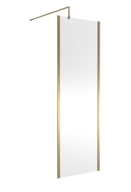 Nuie Brushed Brass Offset Wetroom Screen 1950mm - 700mm