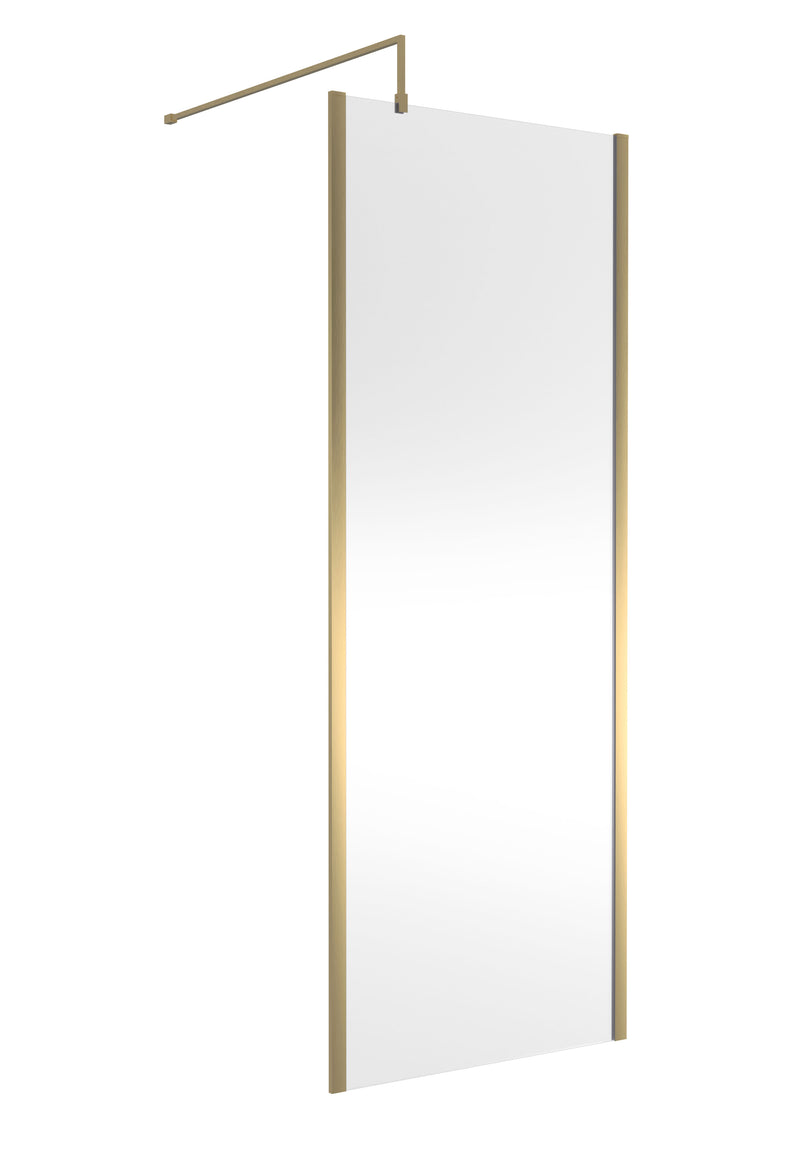 Nuie Brushed Brass Offset Wetroom Screen 1950mm - 800mm