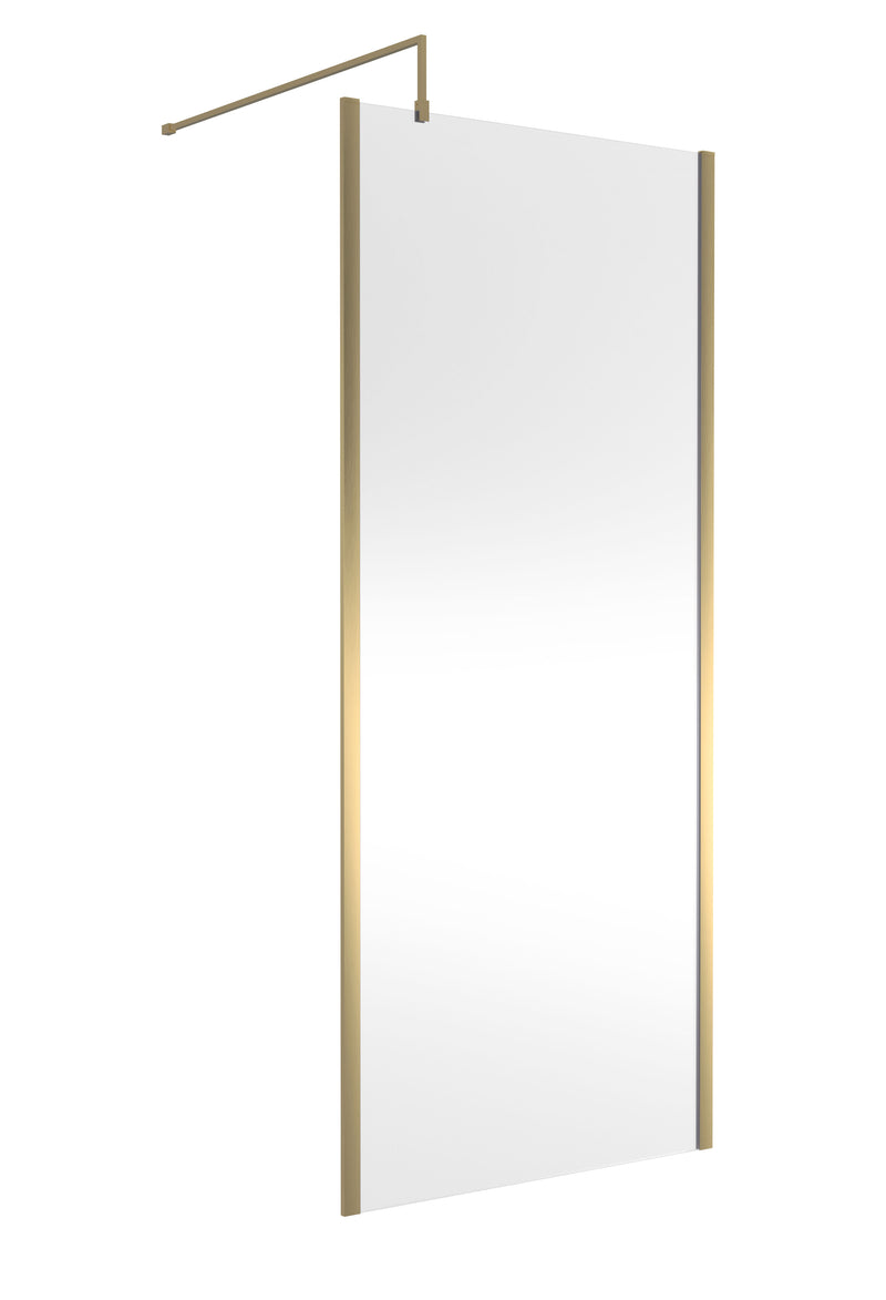 Nuie Brushed Brass Offset Wetroom Screen 1950mm - 900mm
