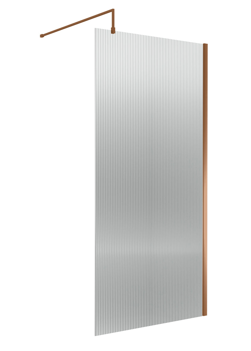 Nuie Brushed Bronze Fluted Wetroom Screen - 1000mm