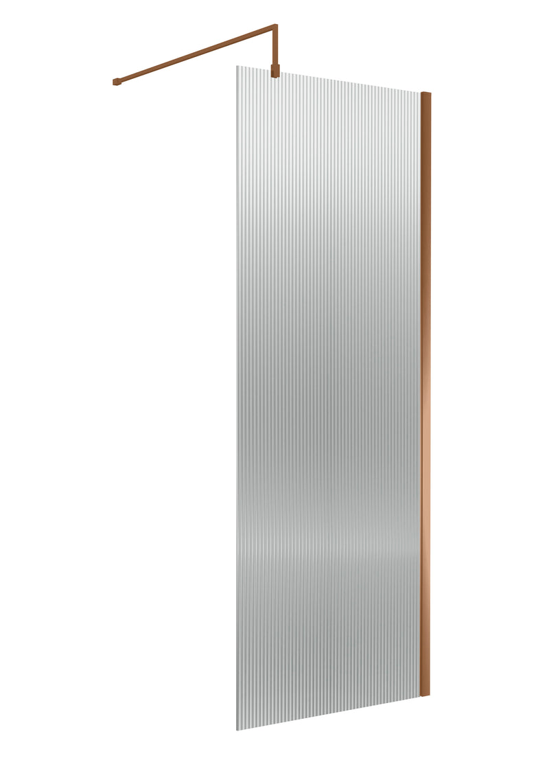Nuie Brushed Bronze Fluted Wetroom Screen - 800mm