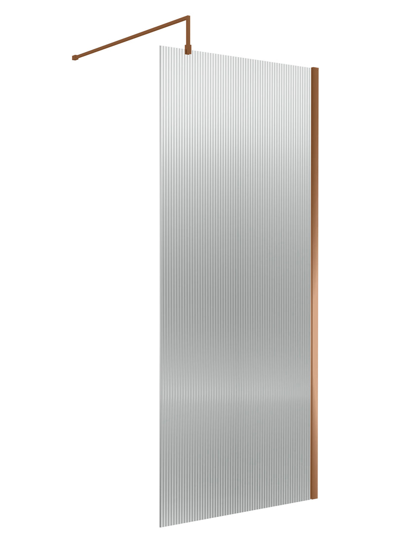 Nuie Brushed Bronze Fluted Wetroom Screen - 900mm