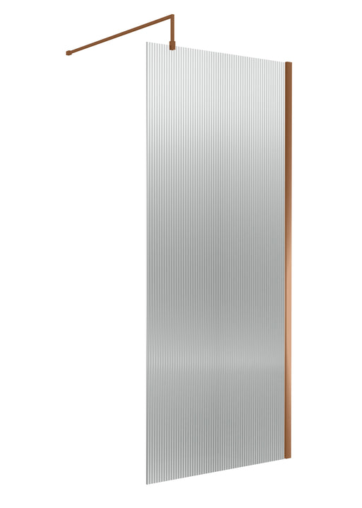 Nuie Brushed Bronze Fluted Wetroom Screen - 900mm