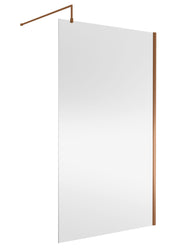 Nuie Brushed Bronze Wetroom Screen with Support Bar - 1200mm