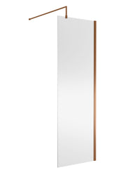 Nuie Brushed Bronze Wetroom Screen with Support Bar - 700mm