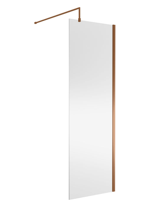 Nuie Brushed Bronze Wetroom Screen with Support Bar - 700mm