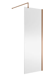 Nuie Brushed Bronze Wetroom Screen with Support Bar - 760mm