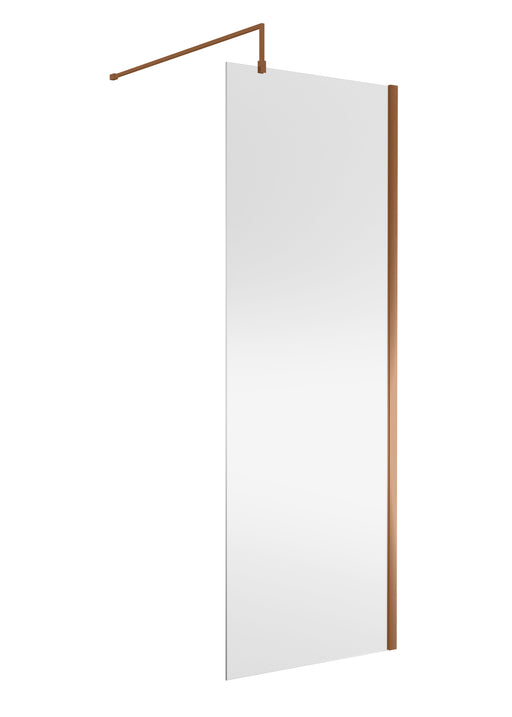 Nuie Brushed Bronze Wetroom Screen with Support Bar - 760mm