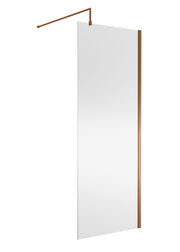 Nuie Brushed Bronze Wetroom Screen with Support Bar - 800mm