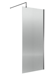 Nuie Brushed Pewter Fluted Wetroom Screen - 900mm