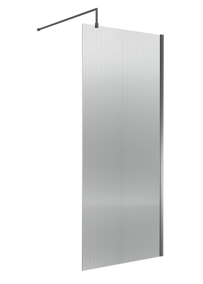 Nuie Brushed Pewter Fluted Wetroom Screen - 900mm