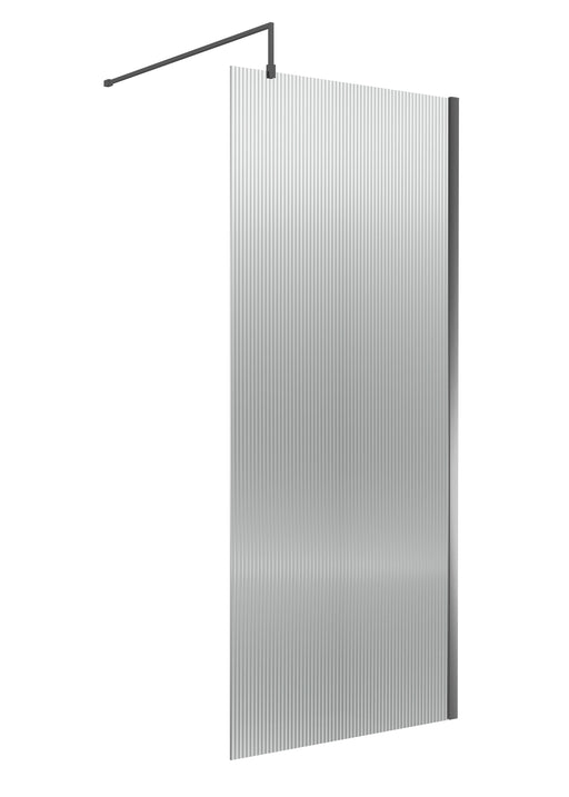 Nuie Brushed Pewter Fluted Wetroom Screen - 900mm
