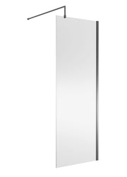 Nuie Brushed Pewter Wetroom Screen with Support Bar - 760mm