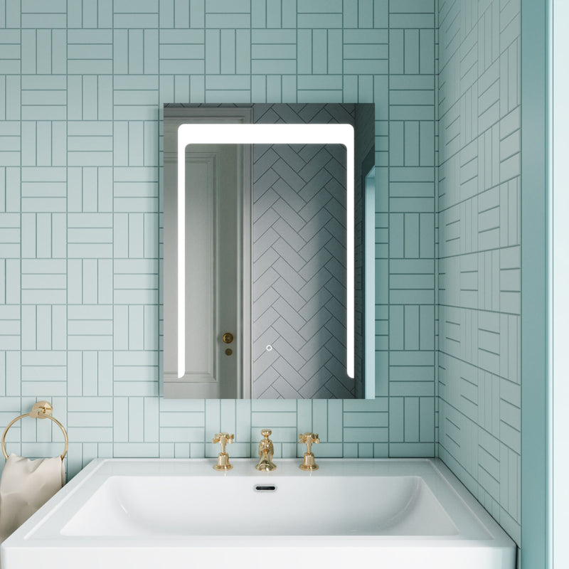Nuie Carina 500x700mm LED touch sensor mirror in a contemporary bathroom