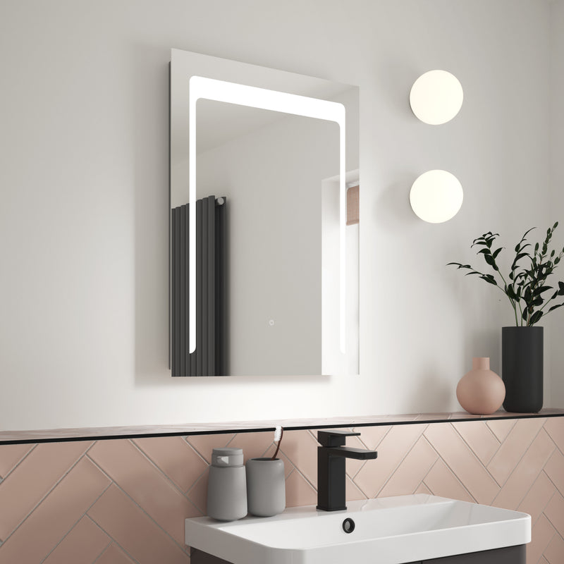 Nuie Carina LED touch sensor mirror in a modern bathroom