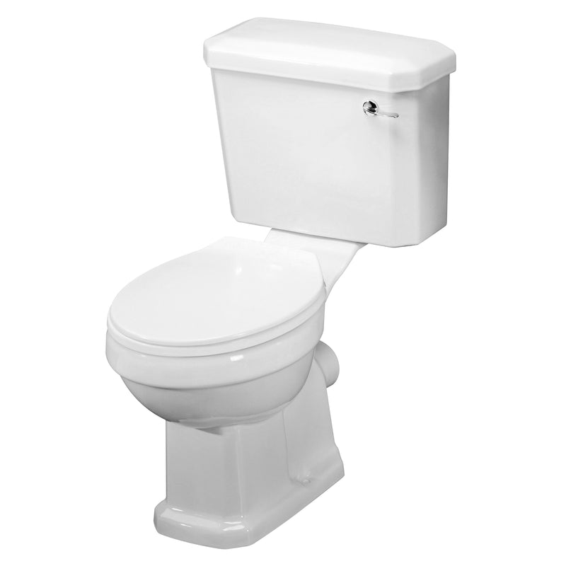 Nuie Carlton traditional 470mm close coupled toilet with soft close seat in white