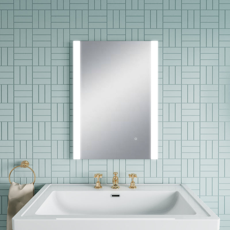 Nuie Castor 500x700mm ambient LED touch sensor mirror in a contemporary bathroom