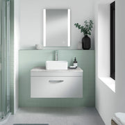 Nuie Castor ambient LED touch sensor mirror in a modern bathroom