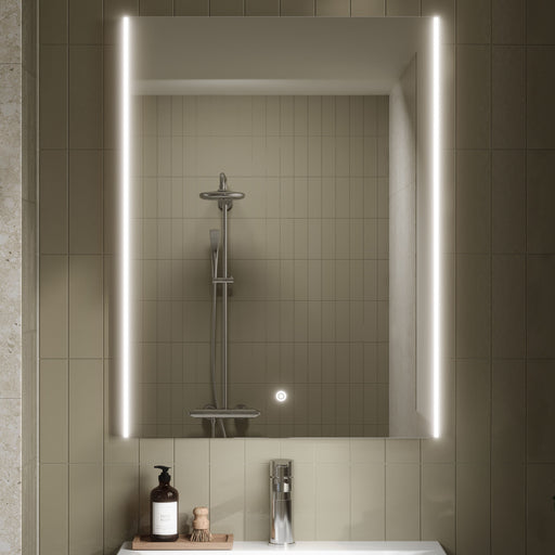 Nuie Cepheus ambient LED touch sensor mirror in a modern bathroom
