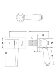 Nuie Ceramic WC Lever line drawing