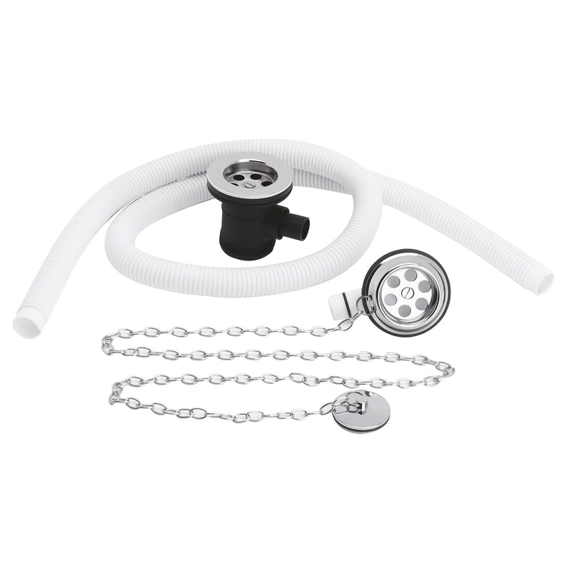 Nuie Chrome Extended Retainer Plug & Link Chain Bath Waste with Overflow (EA329)