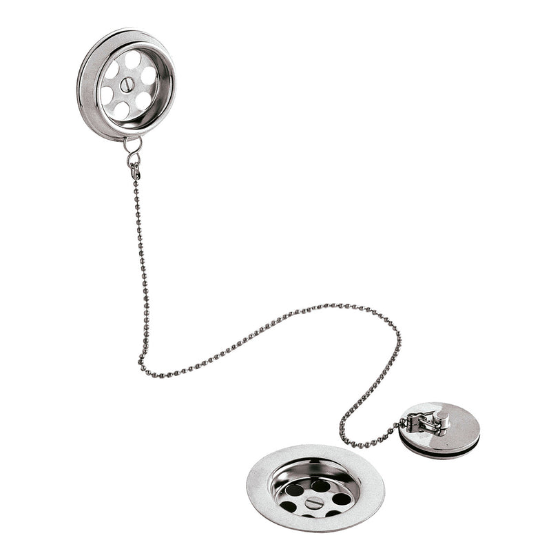 Nuie Chrome Retainer Plug & Ball Chain Bath Waste with Overflow (E347)