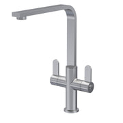 Nuie Churni Square Kitchen Mixer Tap Twin Lever in Brushed Nickel (KCH605DL)