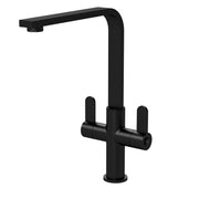 Nuie Churni Square Kitchen Mixer Tap Twin Lever in Matt Black (KCH405DL)