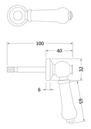 Nuie Cistern Lever Handle Brushed Pewter (E760) line drawing