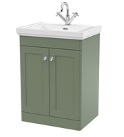 Nuie Classique Floor Standing Vanity Unit with 1 Tap Hole Fireclay Basin in Green