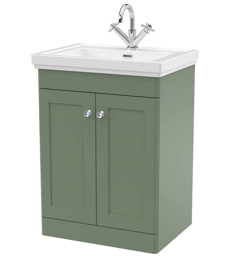 Nuie Classique Floor Standing Vanity Unit with 1 Tap Hole Fireclay Basin in Green