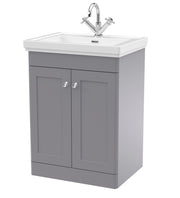 Nuie Classique Floor Standing Vanity Unit with 1 Tap Hole Fireclay Basin in Grey