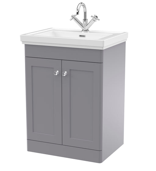 Nuie Classique Floor Standing Vanity Unit with 1 Tap Hole Fireclay Basin in Grey