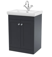 Nuie Classique Floor Standing Vanity Unit with 1 Tap Hole Fireclay Basin in Soft Black