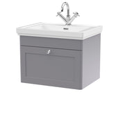 Nuie Classique Wall Hung Vanity Unit with 1 Tap Hole Fireclay Basin in Grey