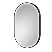 Nuie Columba Black oval inset framed LED touch sensor mirror 800 x 500mm