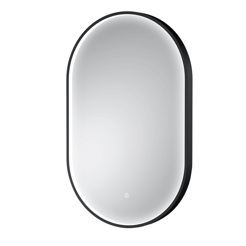 Nuie Columba Black oval inset framed LED touch sensor mirror 800 x 500mm
