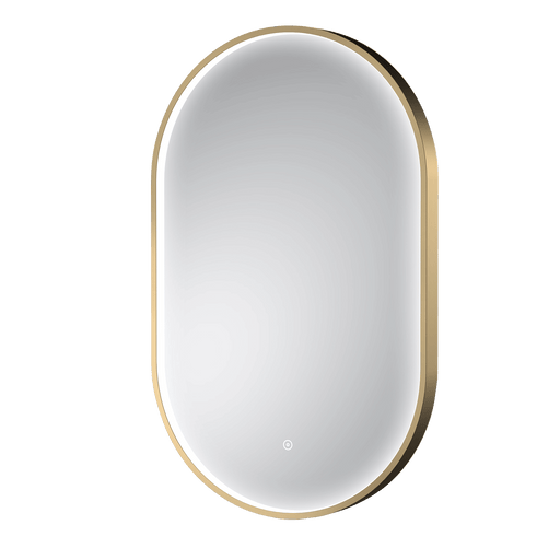 Nuie Columba Brushed Brass oval inset framed LED touch sensor mirror 800 x 500mm